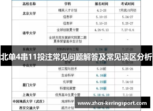 北单4串11投注常见问题解答及常见误区分析